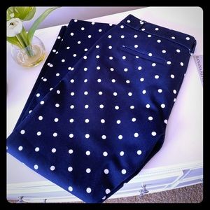 Banana Republic navy/white polka dotted slacks